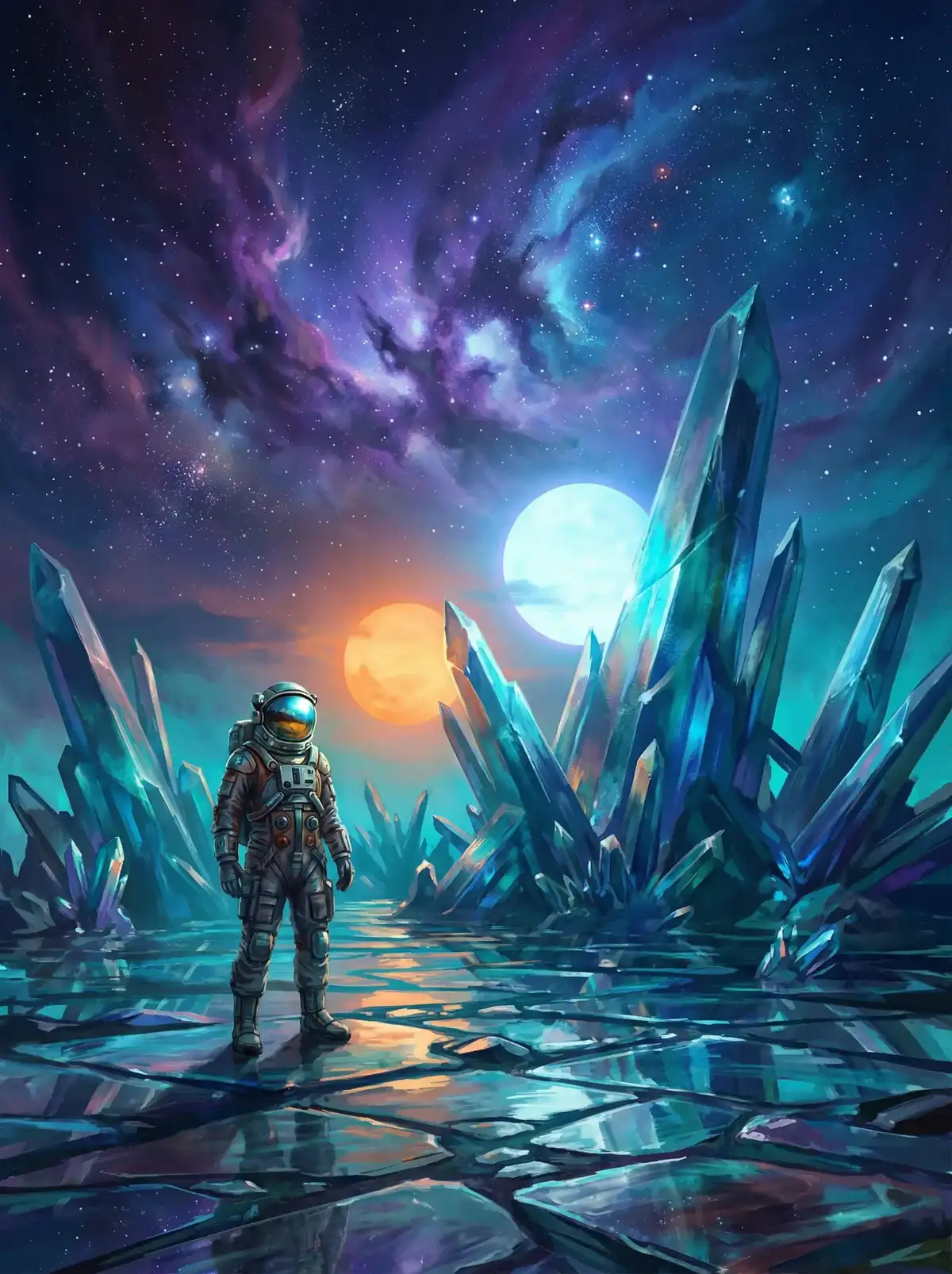 海角爆料 - 异星探索者在结晶星球表面行走